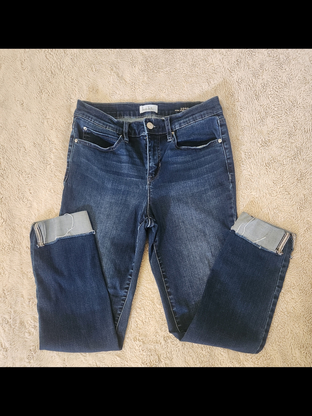 Nicole Miller Dark Blue Ankle Crop Cuffed Jeans